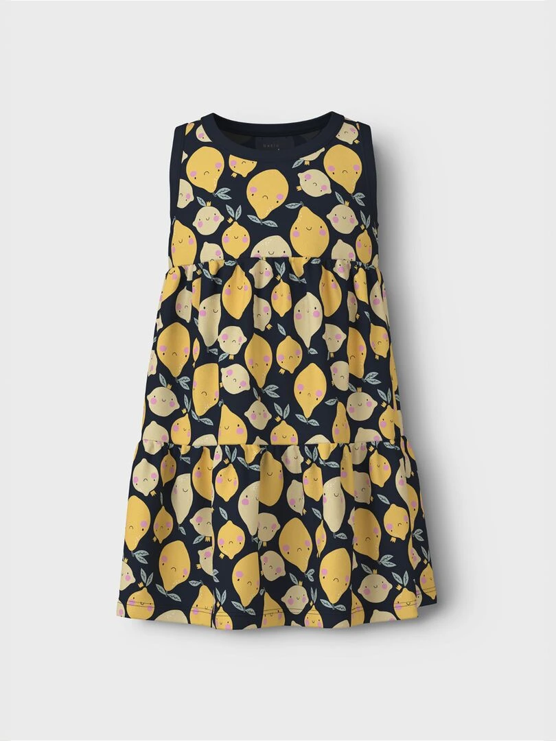 Robe imprimée à étages Bleu
