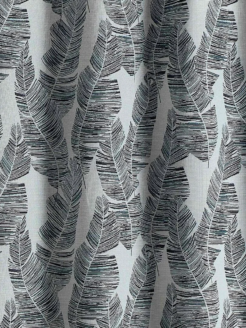 Rideau d'ameublement à jacquard plumes Bleu pétrole