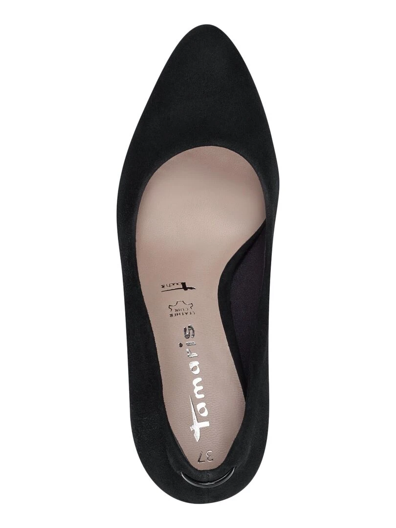 Escarpin Talon Cuir Tamaris   Noir