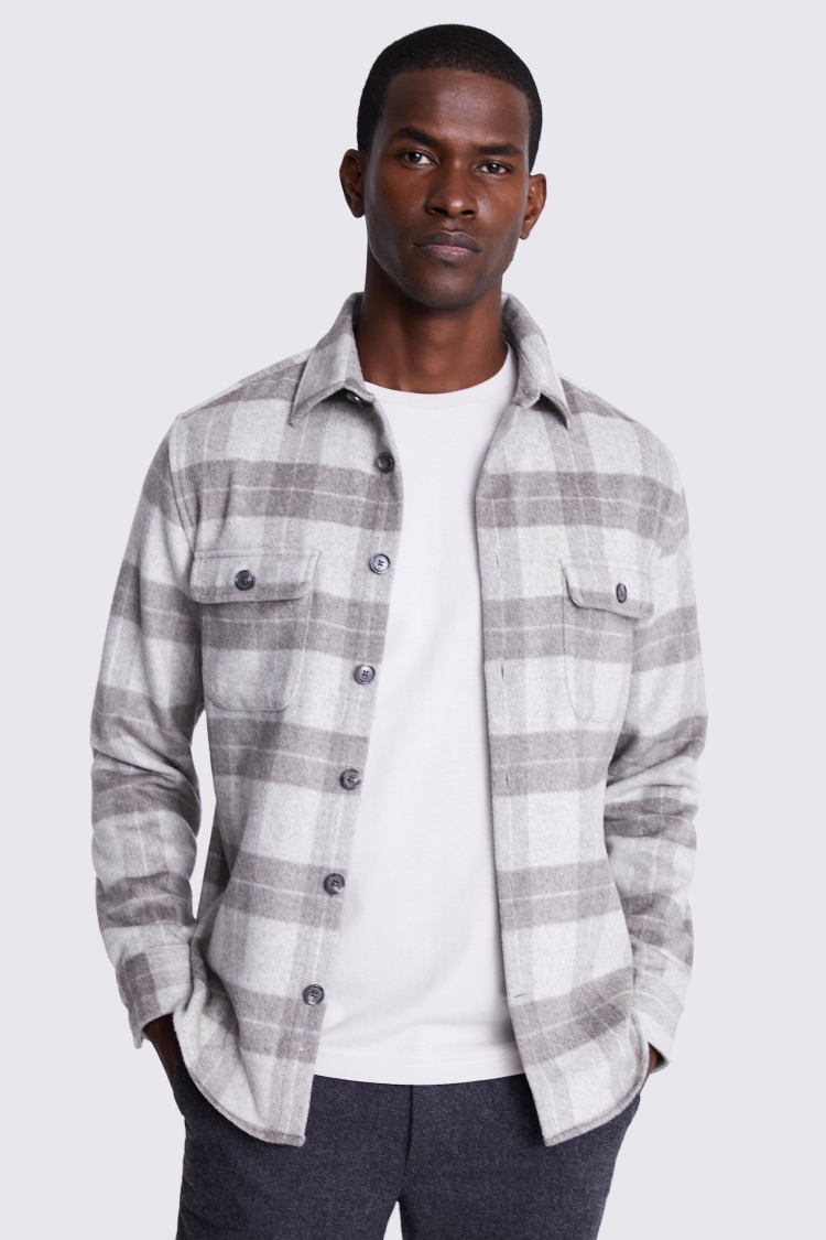 Taupe Check Overshirt Buy Online at Moss