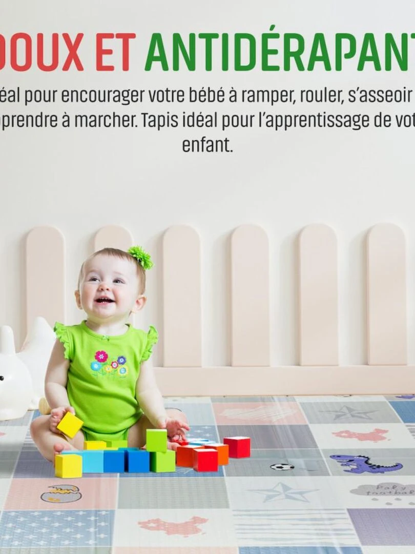 Tapis d'Eveil Pliable Réversible Bébé PREMIUM Ours & Formes par K   Beige