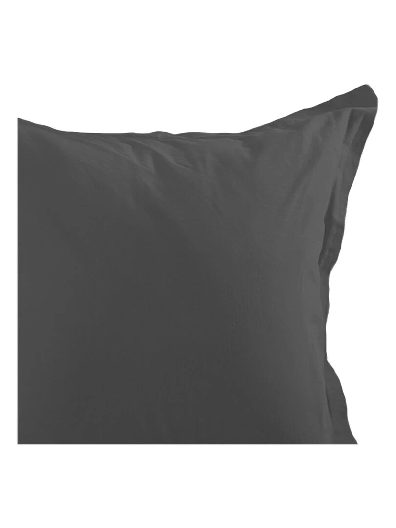 Taie d'oreiller unie en coton   gris anthracite