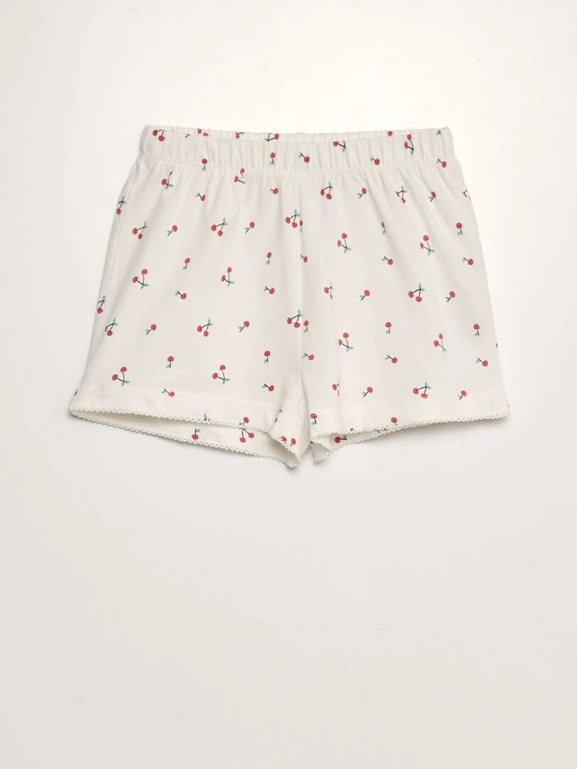 Pyjama court   2 pièces   Blanc