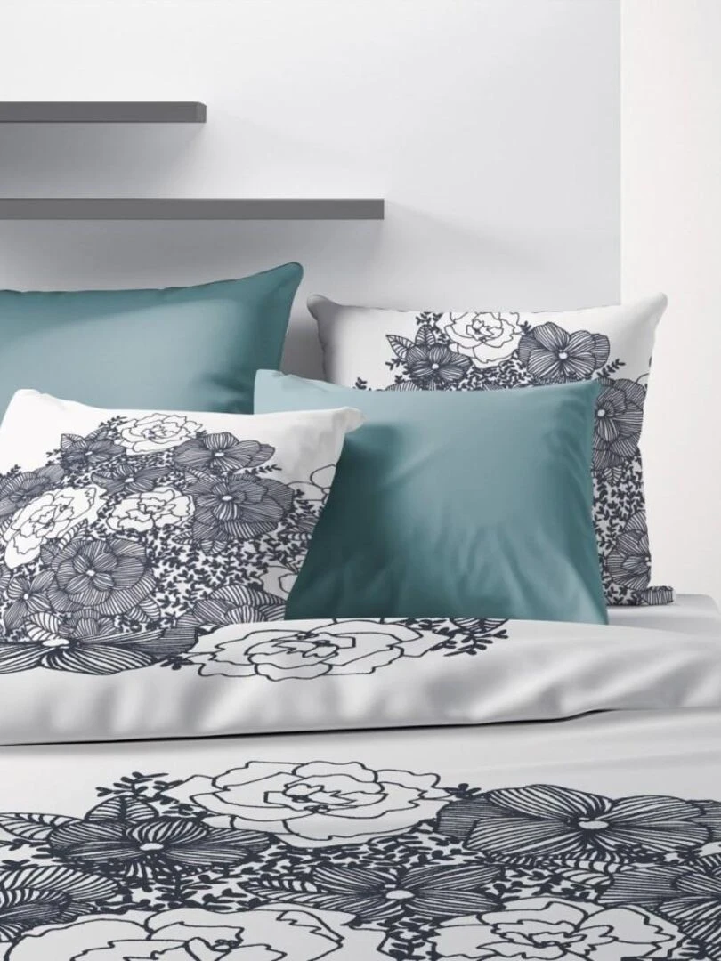 Housse de couette  Avec Amour + taie(s) coton bio 47 fils   Blanc