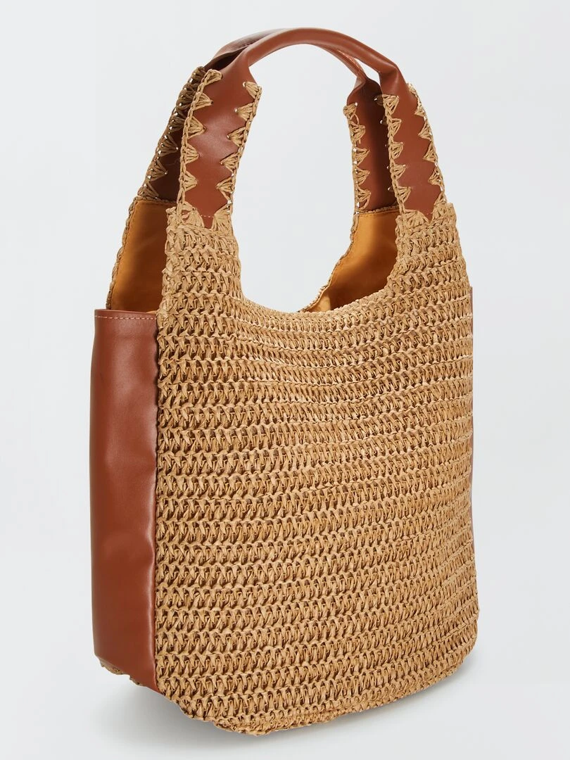 Sac sceau en paille Marron