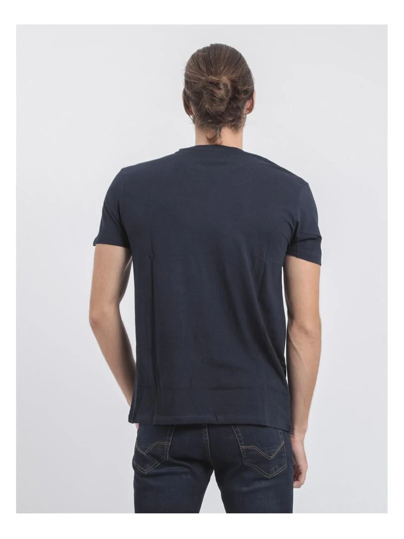 T shirt col rond pur coton JALSONIC   Bleu marine