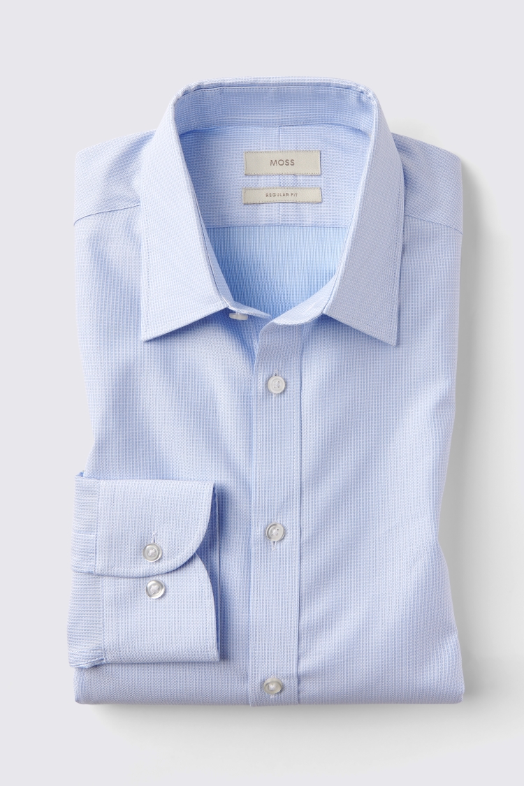 Tailored Fit Blue Printed Non-Iron Shirt   Buy Online at Moss