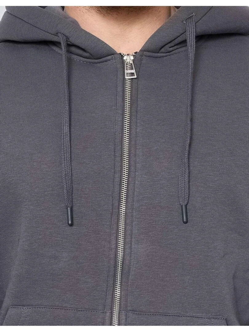 Sweat à capuche zippé Kebello   gris anthracite