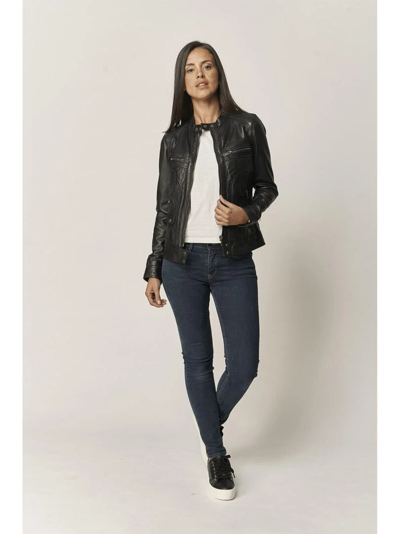 Lee Cooper Veste manches longues cuir regular fit BETHANIE Noir