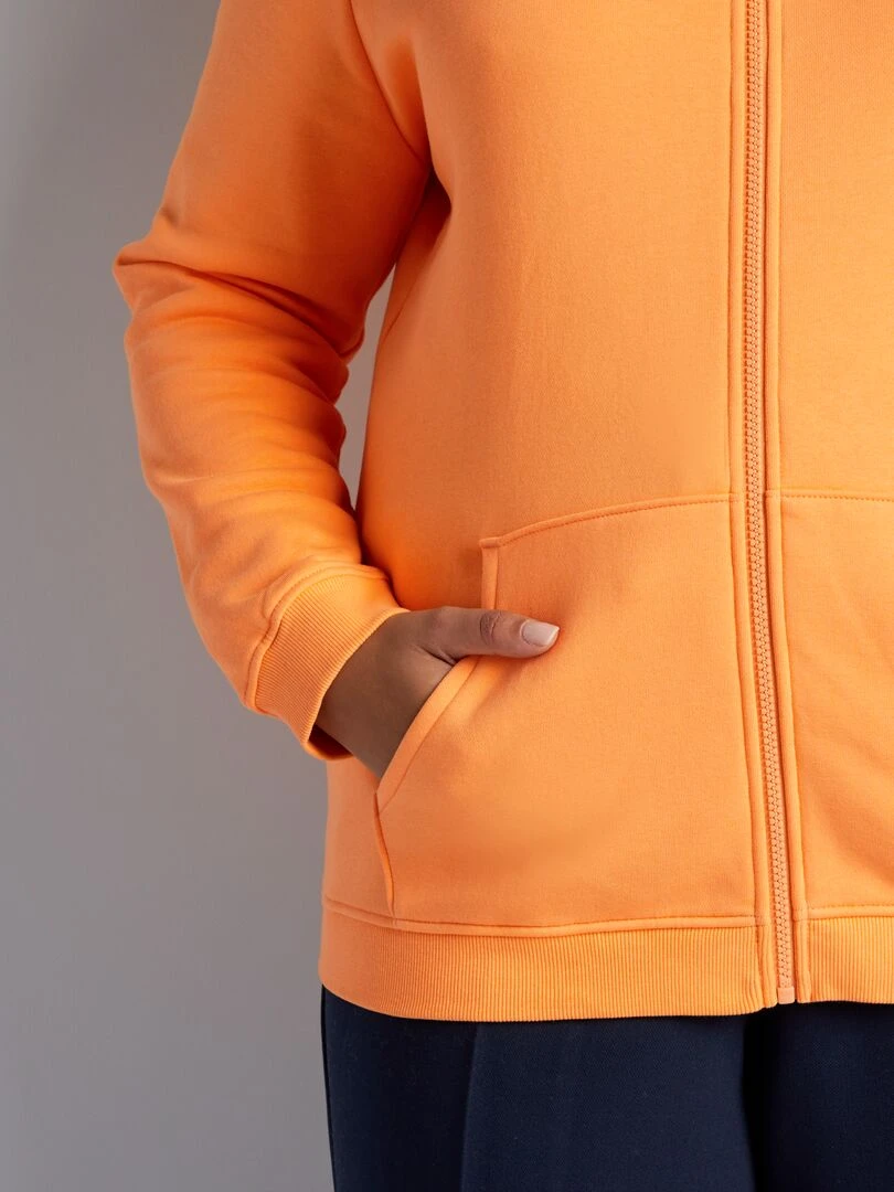 Sweat à capuche en molleton   Orange