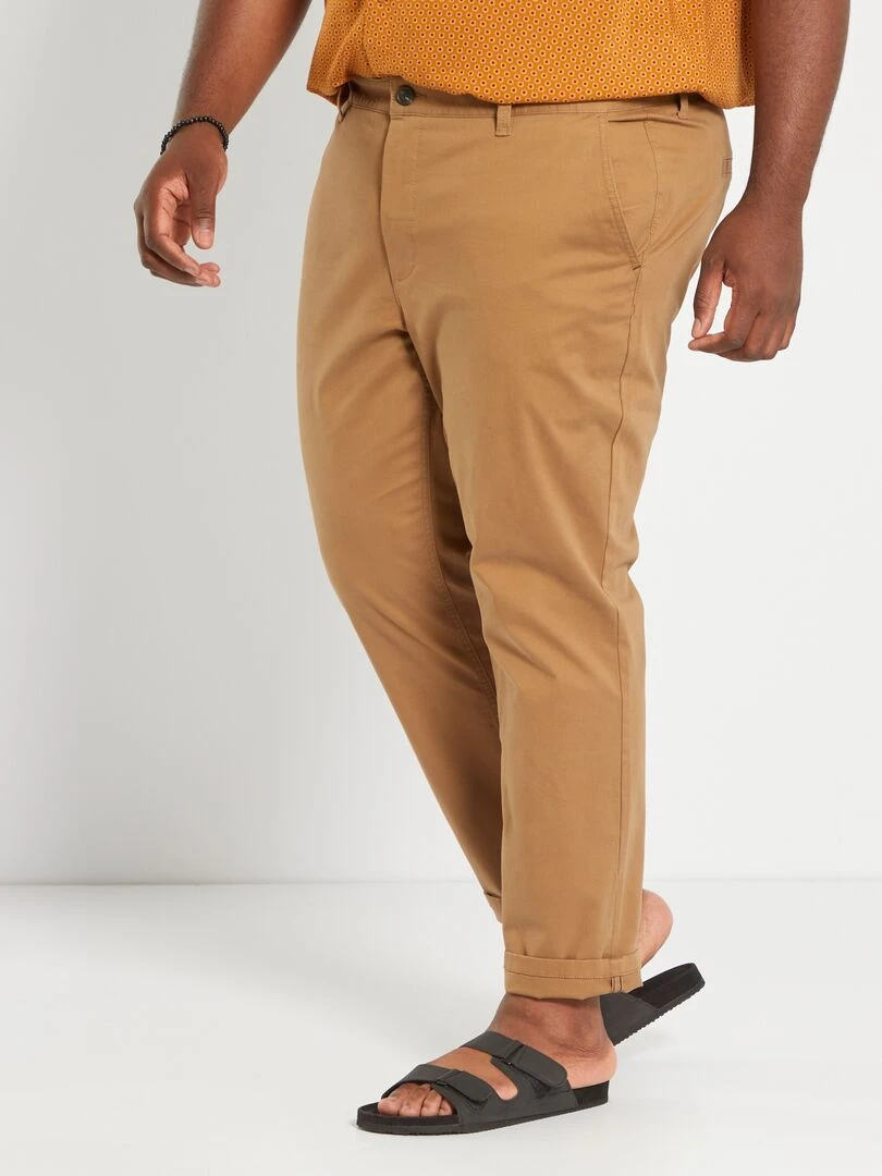 Chino slim en coton stretch   L30   marron