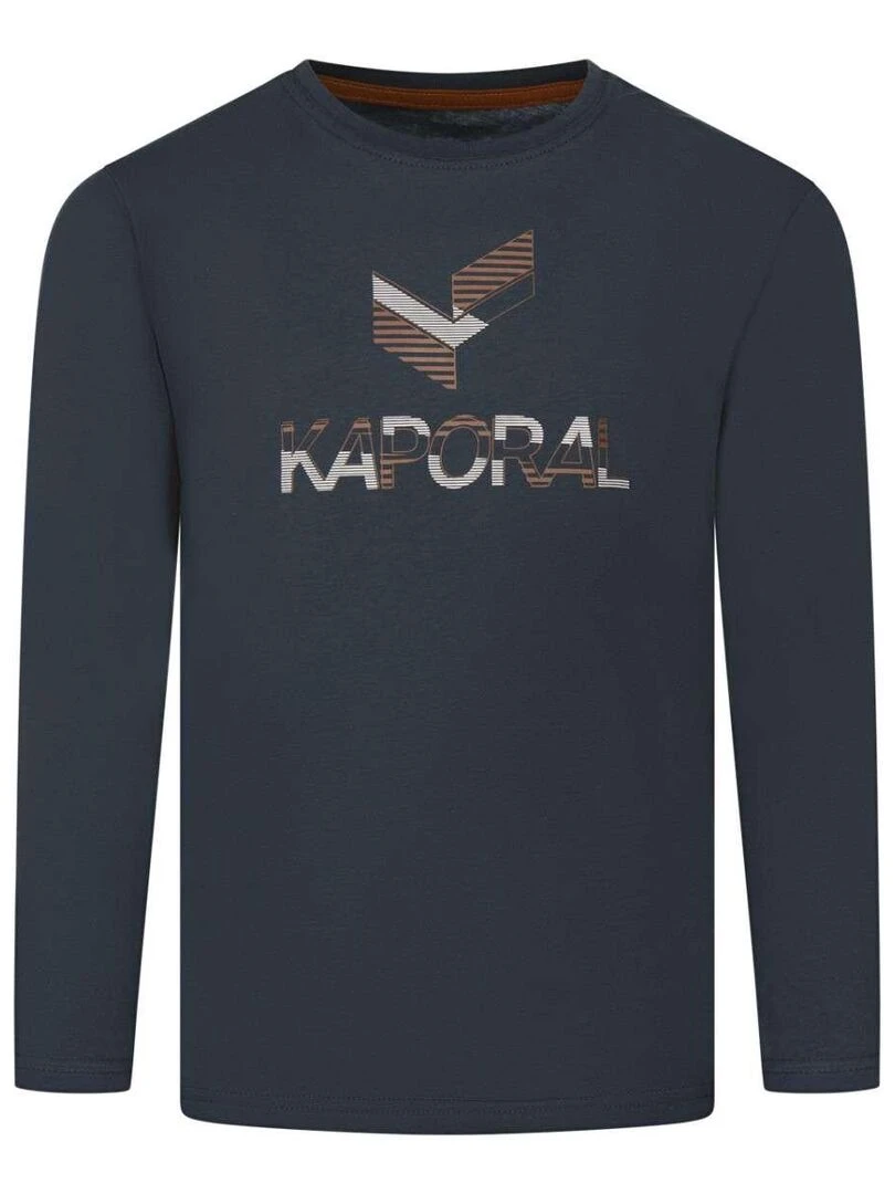 KAPORAL T shirt coton col rond manches longues Bleu marine