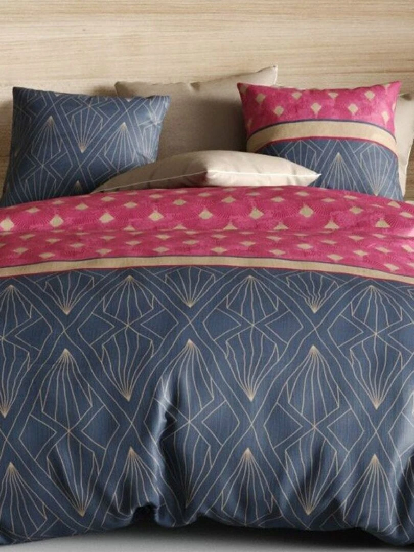 Housse de couette 140x200 Lily + 1 taie 100% coton 57 fils Bleu