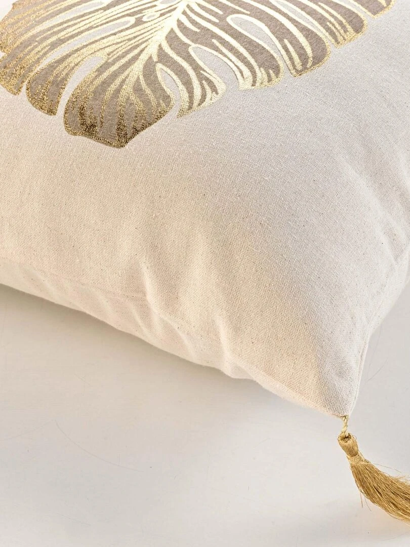 Coussin en coton au style nature dorée Beige