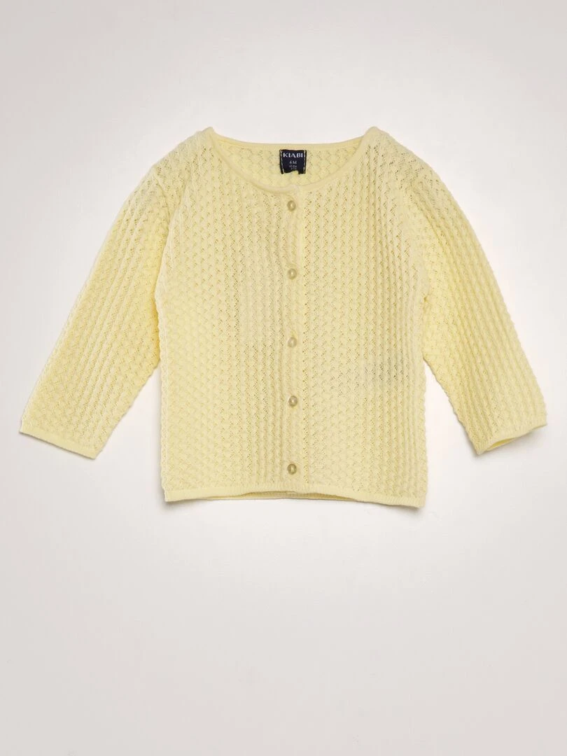 Gilet maille fantaisie Jaune