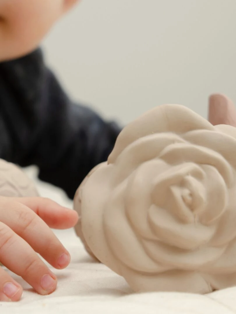 Hochet de dentition en hévéa Rose beige   N/A