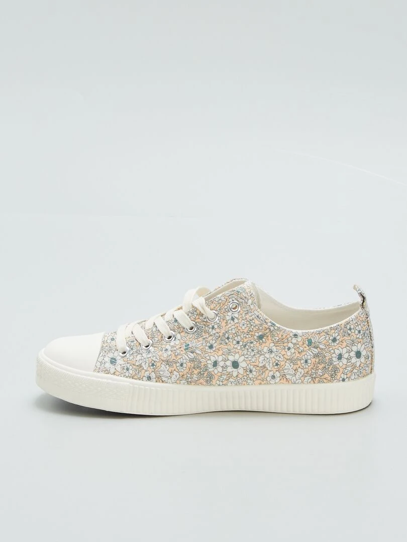 Baskets en toile motif à 'fleurs'   Kaki