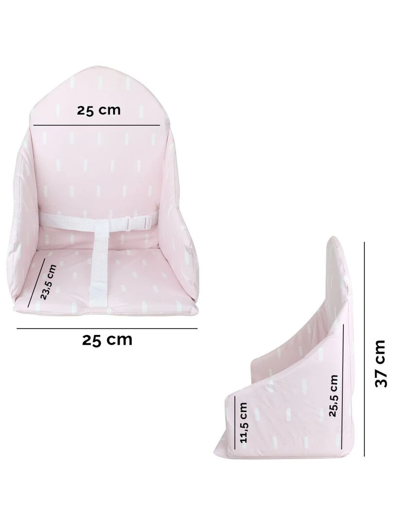 Coussin d'assise universel Miam avec harnais pour chaise haute bébé Monsieur Bébé Rose