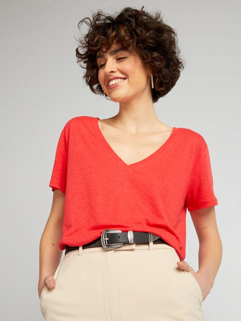 T shirt basique manches courtes rouge