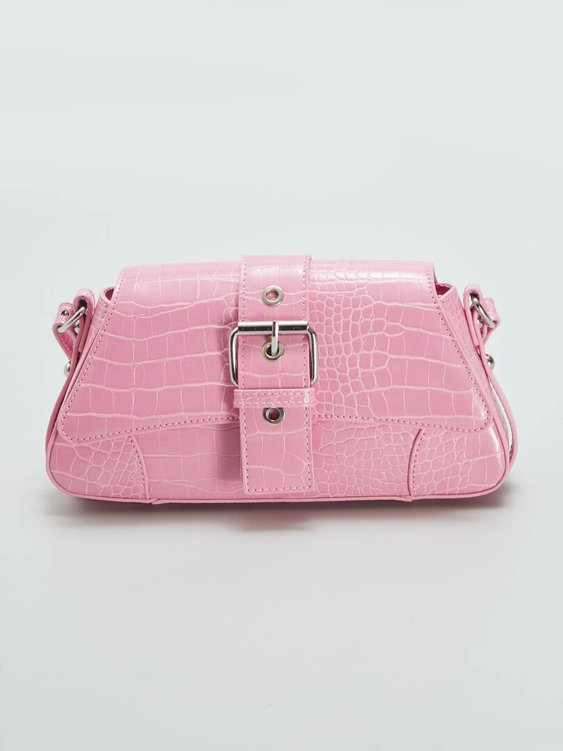 Sac porté épaule effet croco   Rose