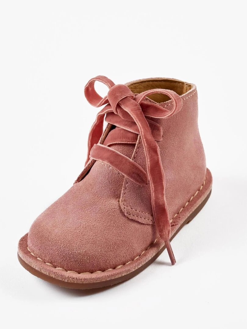 Bottes en cuir pour bébé fille   LITERATURE CLUB   Rose clair