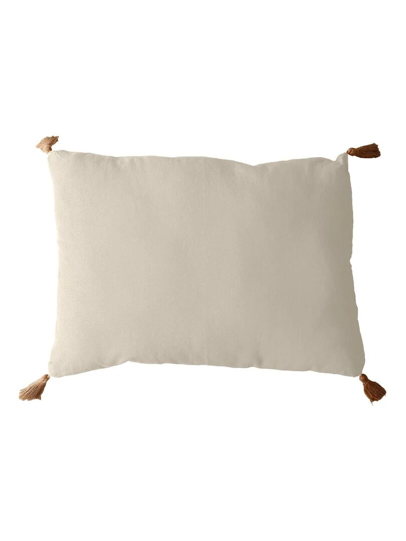 Coussin avec pompons en jute Ecru