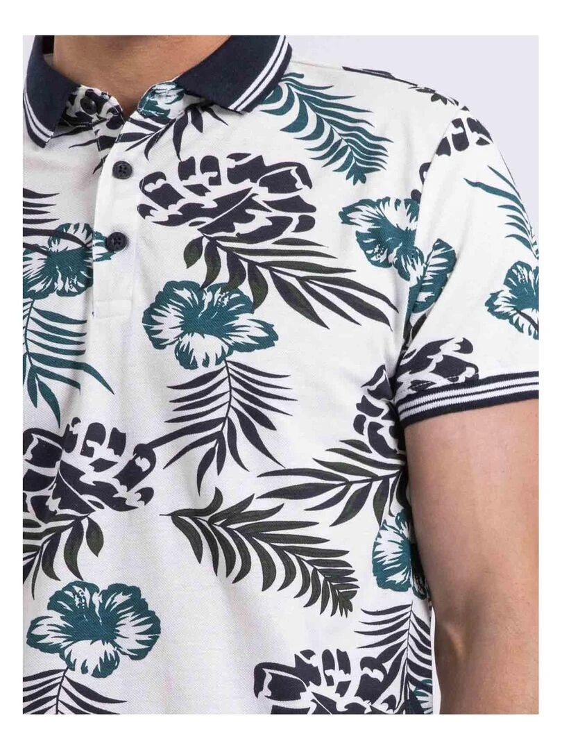 Polo manches courtes motifs PABANA   Blanc