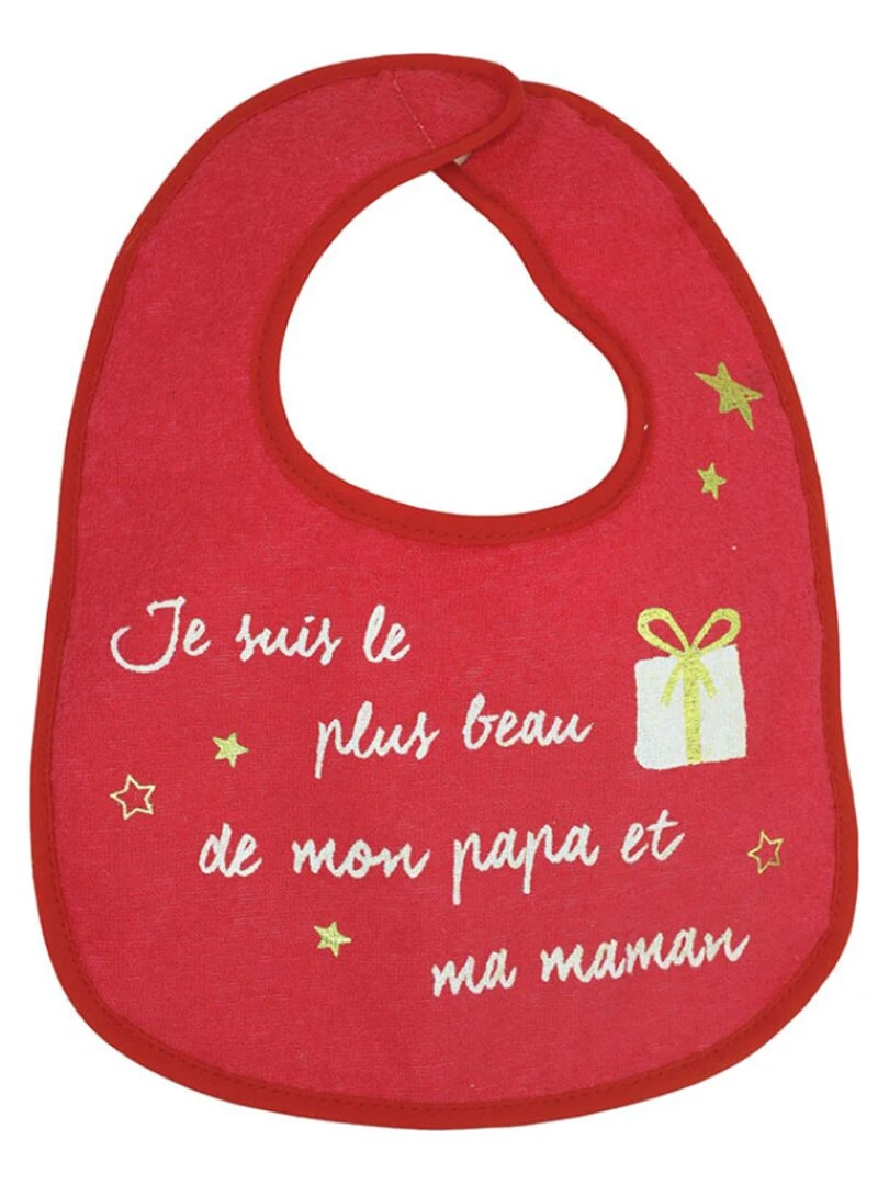 Lot de 2 bavoirs à velcro Noël Rouge