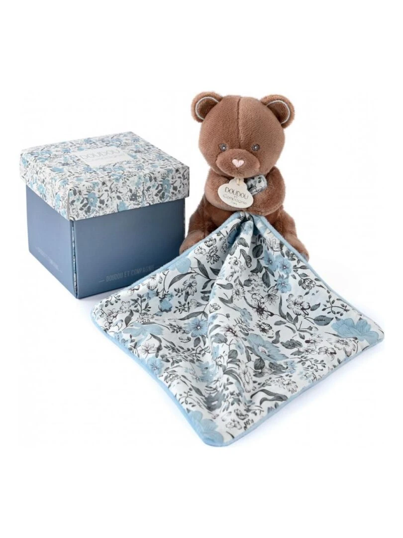 BOH'AIME OURS Pantin avec doudou Bleu
