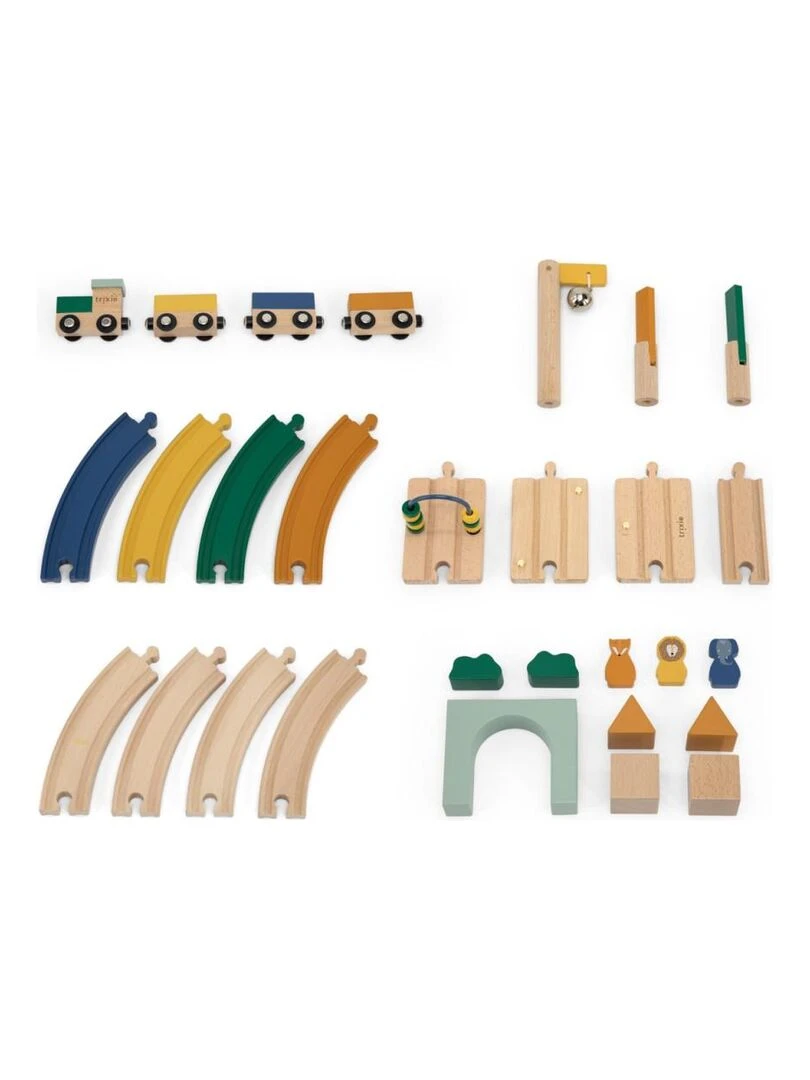 Circuit de train en bois   Trixie   Multicolore