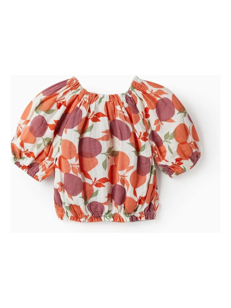 Blouse courte avec perles pour fille 'Apricots' manches courtes SICILIAN DAYS Blanc