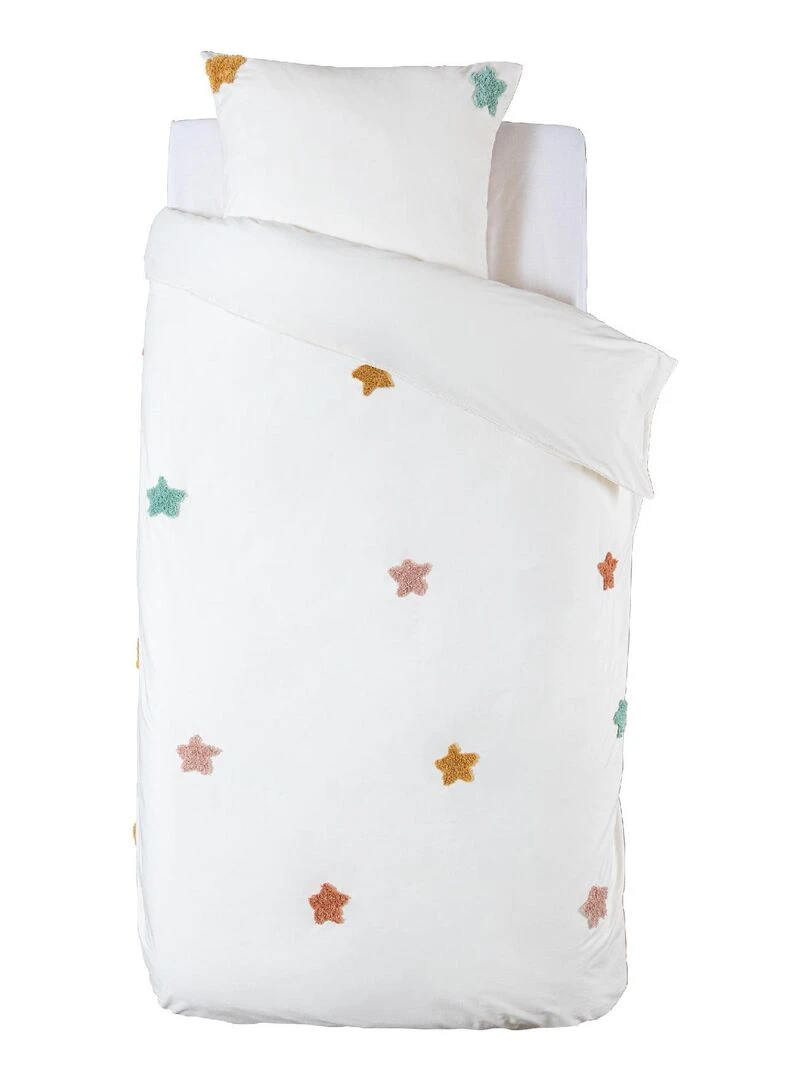 Parure de lit étoiles tuftées Blanc