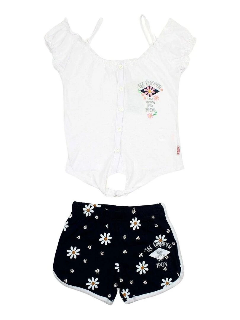 Lee Cooper Ensemble T shirt short fille Imprimé Lee Cooper Blanc