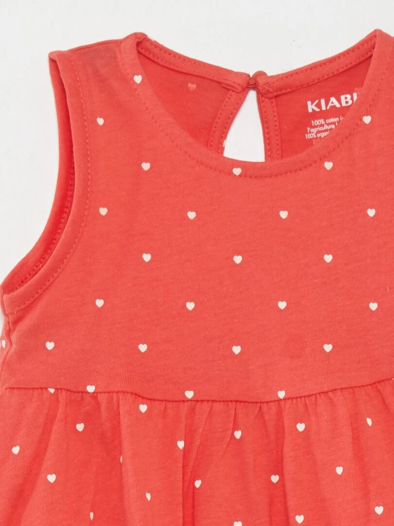 Robe sans manches à motif   ROUGE