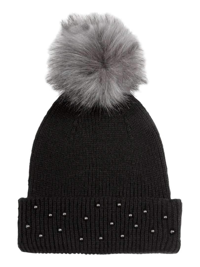 Bonnet Femme Avec Perles Noir Noir