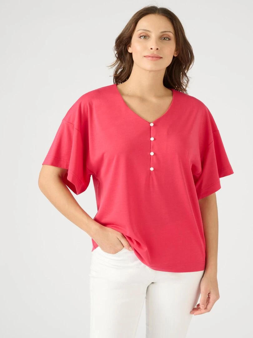 Tee shirt manches courtes kimono Climatyl Damart Magenta