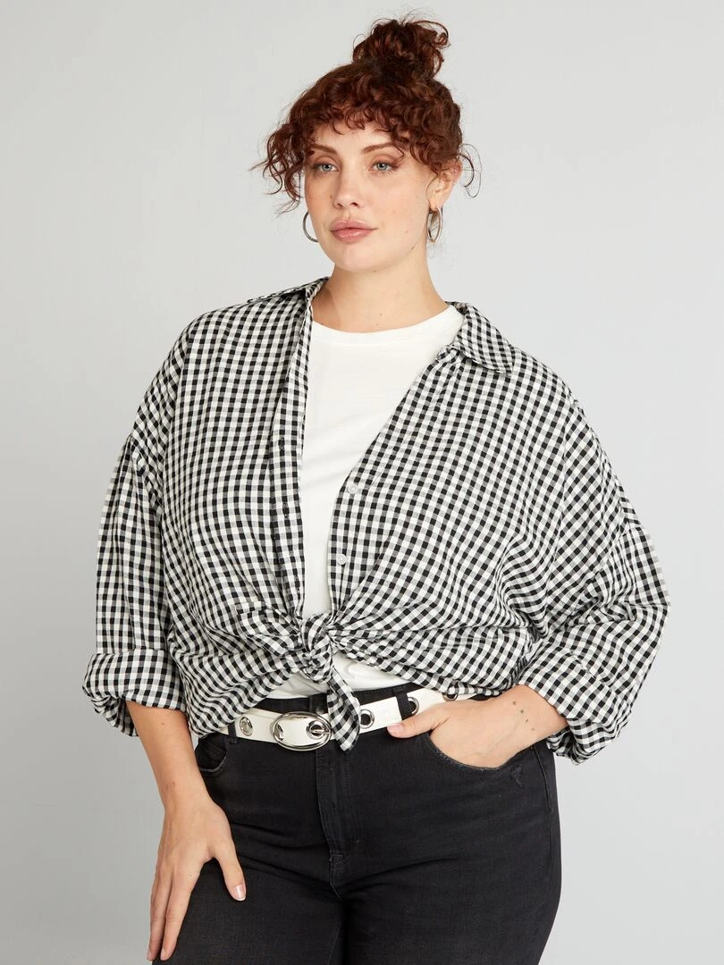 Chemise à carreaux vichy Noir