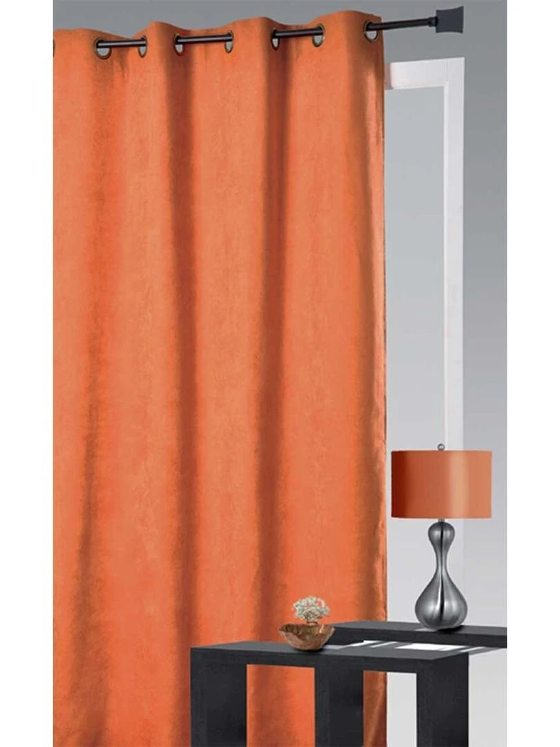 Rideau 100 % occultant et isolant aspect Velours Orange