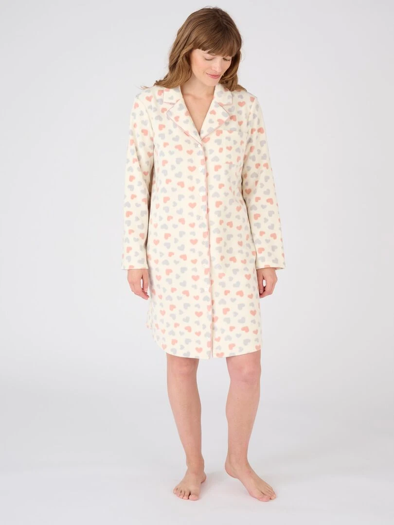 Chemise de nuit liquette polaire Thermolactyl   Damart   Ecru
