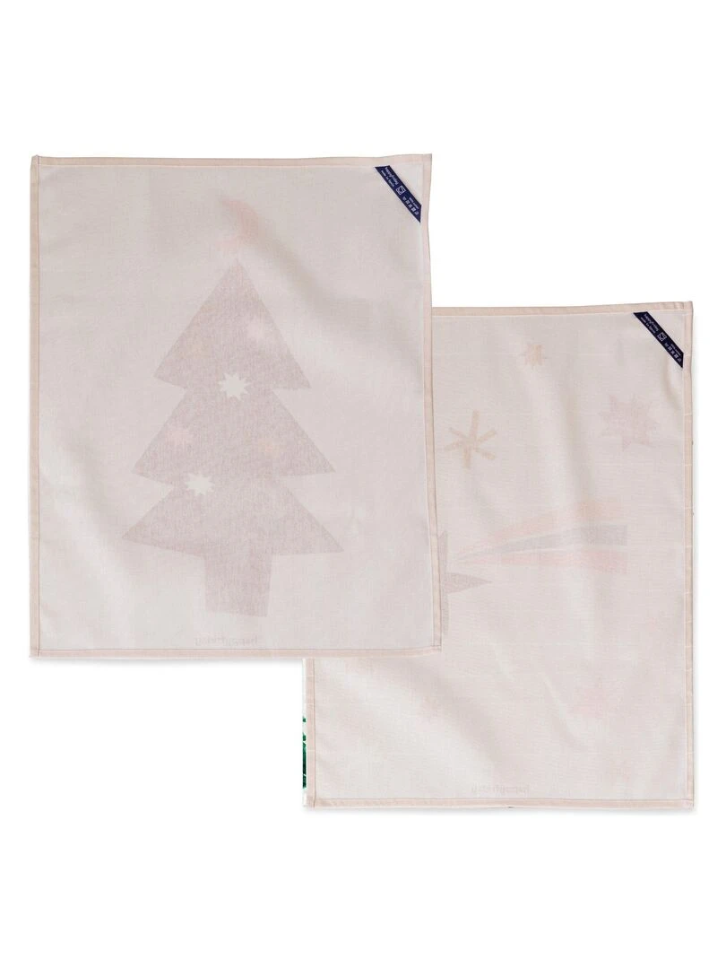 Torchon (2 pièces) Boho Christmas "Happyfriday"   Blanc