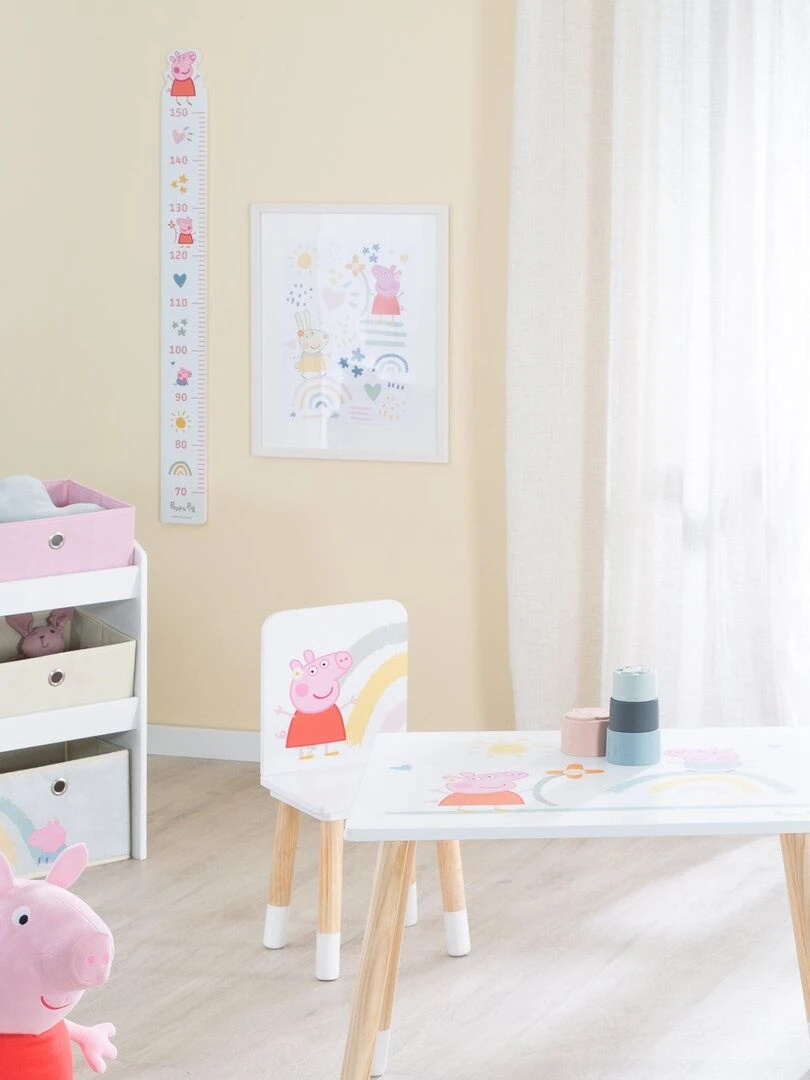 ROBA Toise Murale pour la Chambre d'Enfant 'Peppa Pig'   Échelle de 70 à 150 cm   Motif Truie   Rose   Blanc Rose clair Gris