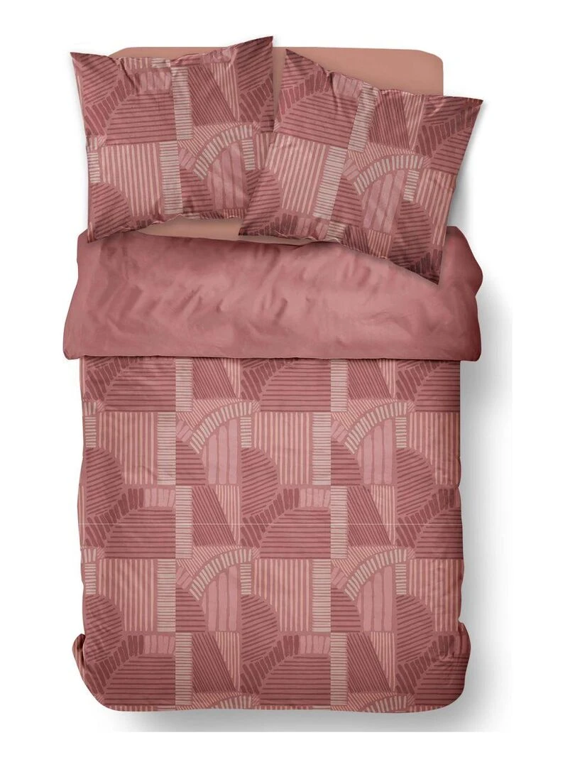 Parure de lit imprimé Graphique Coton SUNSHINE ROWAN   Rose