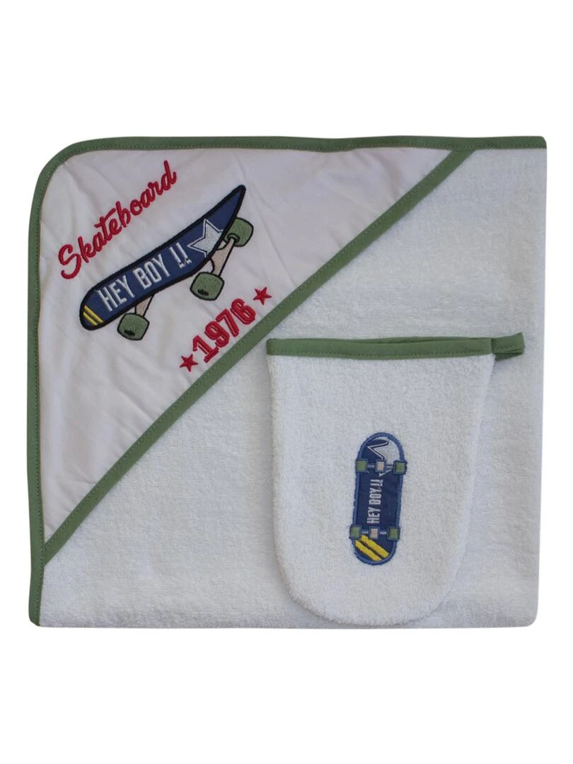 Sortie de bain + Gant "SKATE" LES CHATOUNETS Kaki