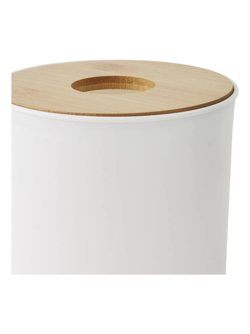 Guy Levasseur Poubelle à coton en plastique et bambou 1.5L Blanc
