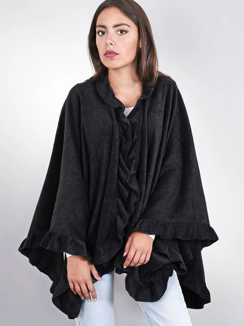 Poncho Polaire Frou Frou gris anthracite