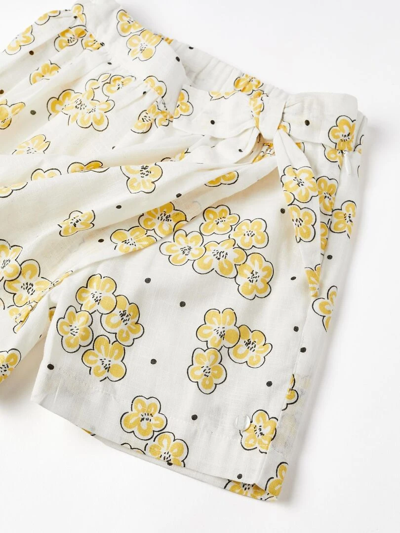 Jupe Culotte Florale En Coton Pour Fille  MATISSE   Beige clair