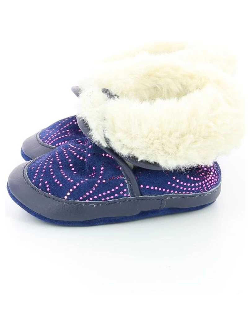 Chaussons Cuir Cosy Boot   Bleu marine