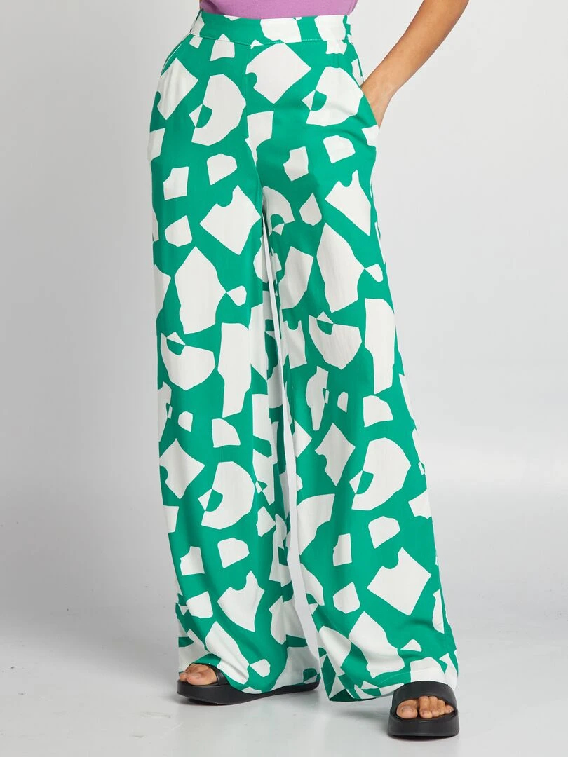 Pantalon large imprimé Vert foncé