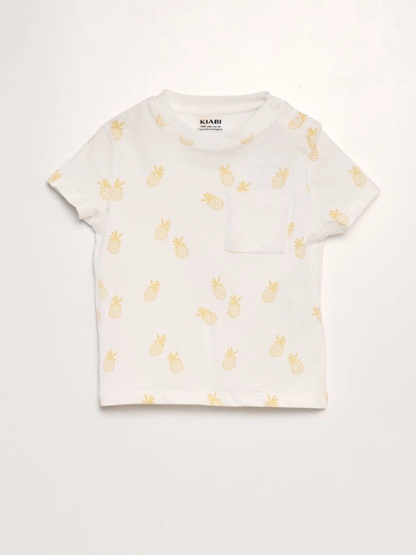 T shirt imprimé à poche Blanc pine