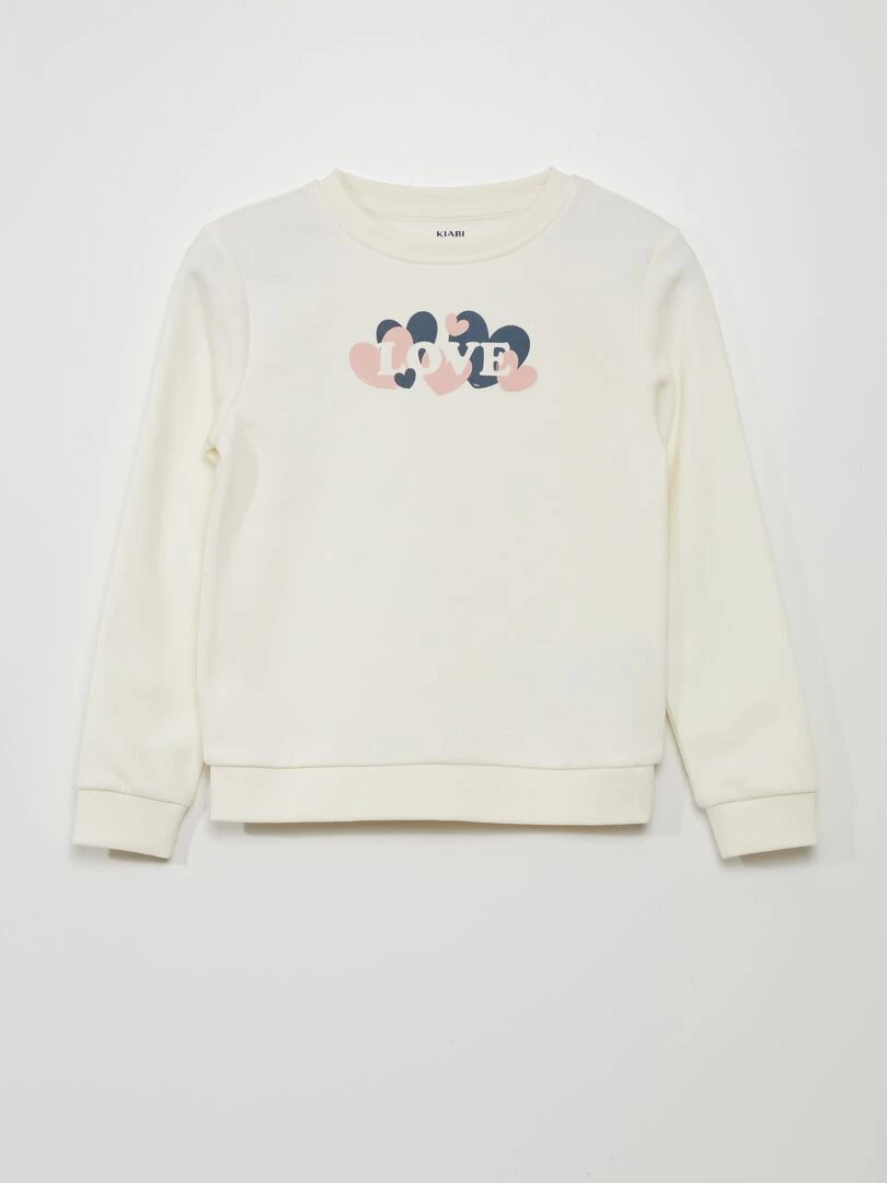 Sweat en molleton imprimé fantaisie Blanc